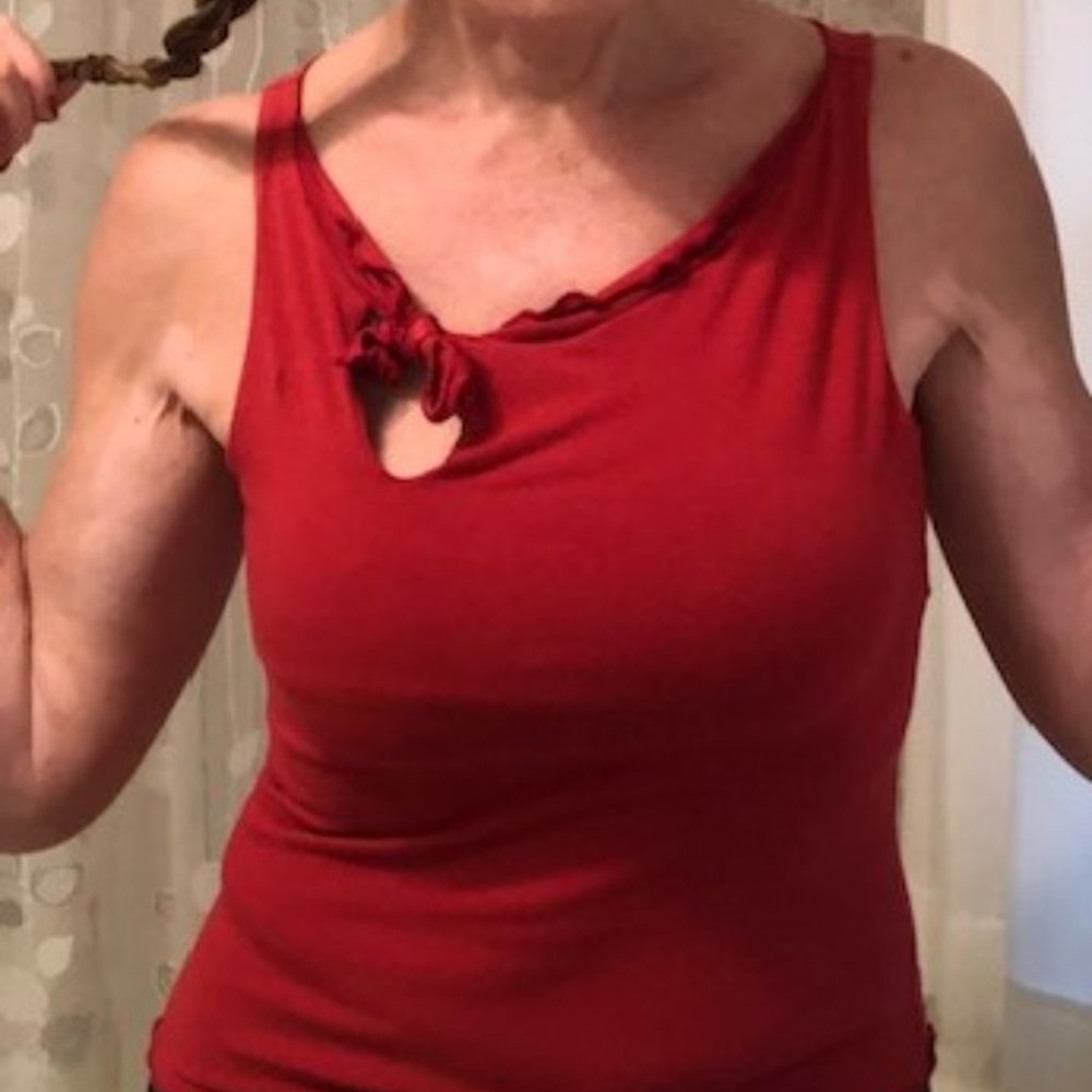 Helen Wang Chinese Red Cotton Kerchief Top, size S